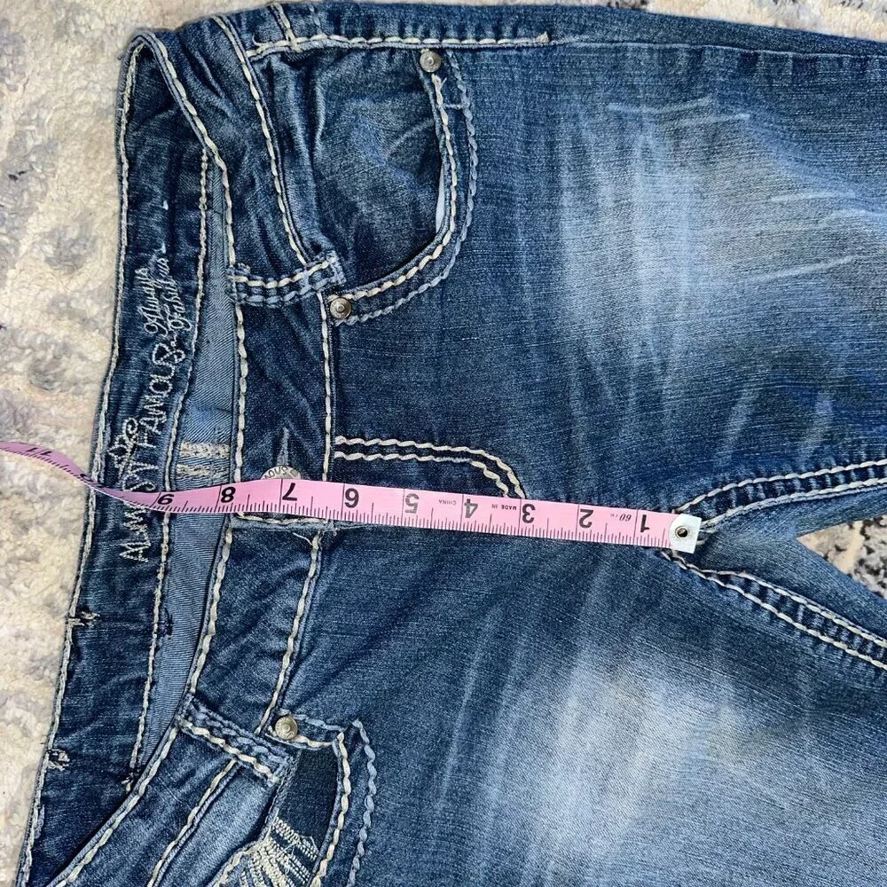 Almost Famous Women's Size 9 Skinny Jeans White Thread Low Rise Vintage 2000s - Picture 7 of 16